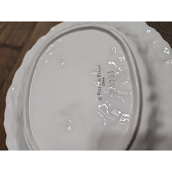 Fitz And Floyd Christmas 1993 Plate HAPPY CHRISTMAS TO ALL Santa Reindeer Scene - Picture 3 of 4